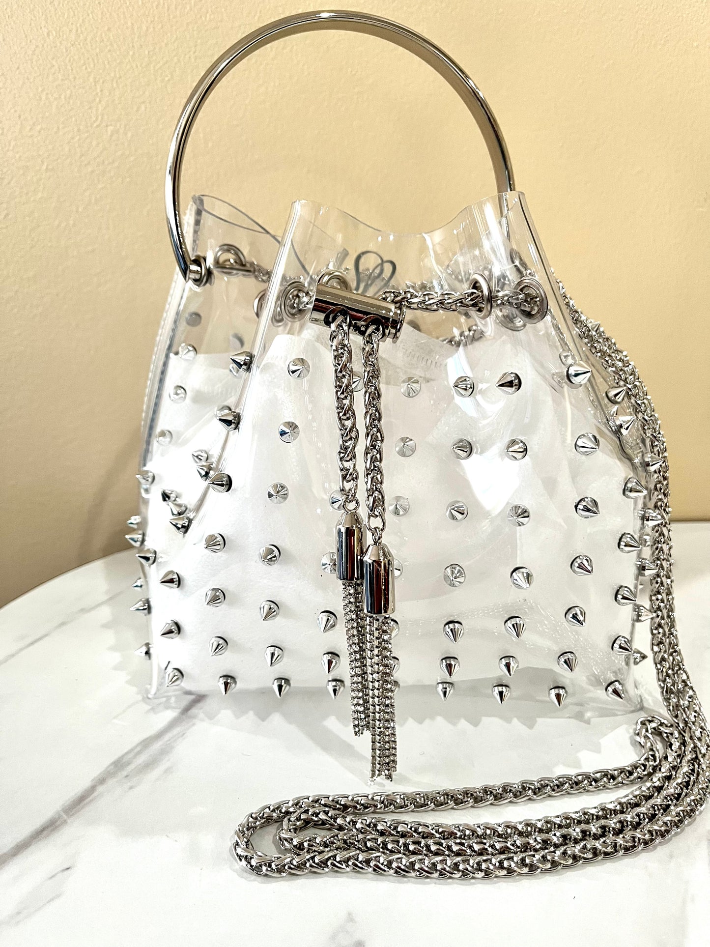Studded Bucket Bag-Silver