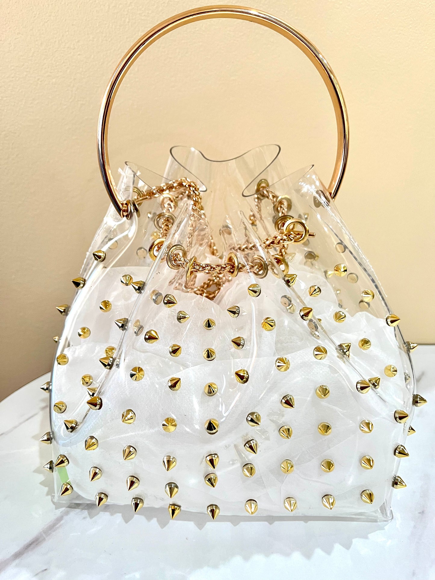 Studded Bucket Bag-Gold