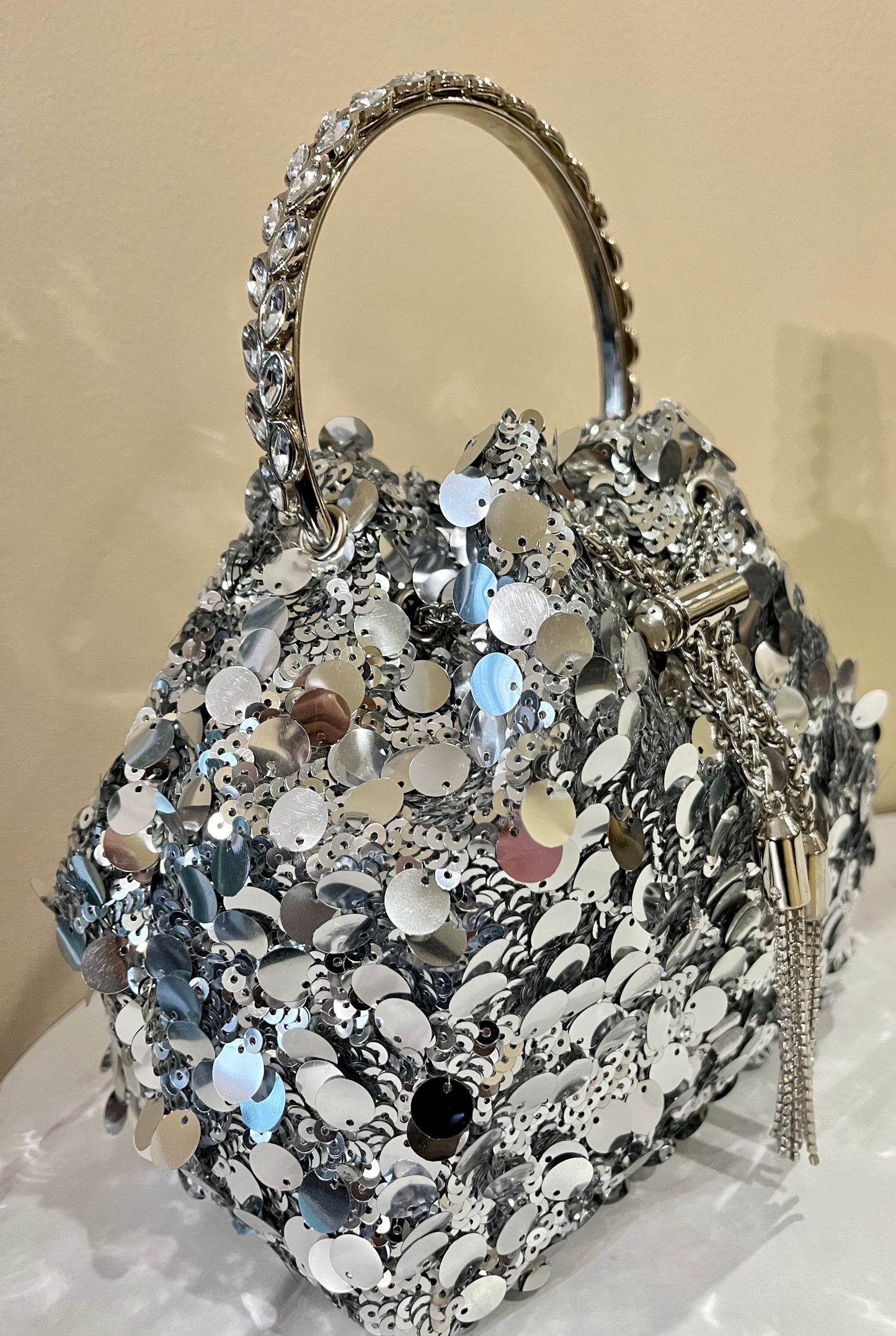 Sequin Bucket Bag-Silver