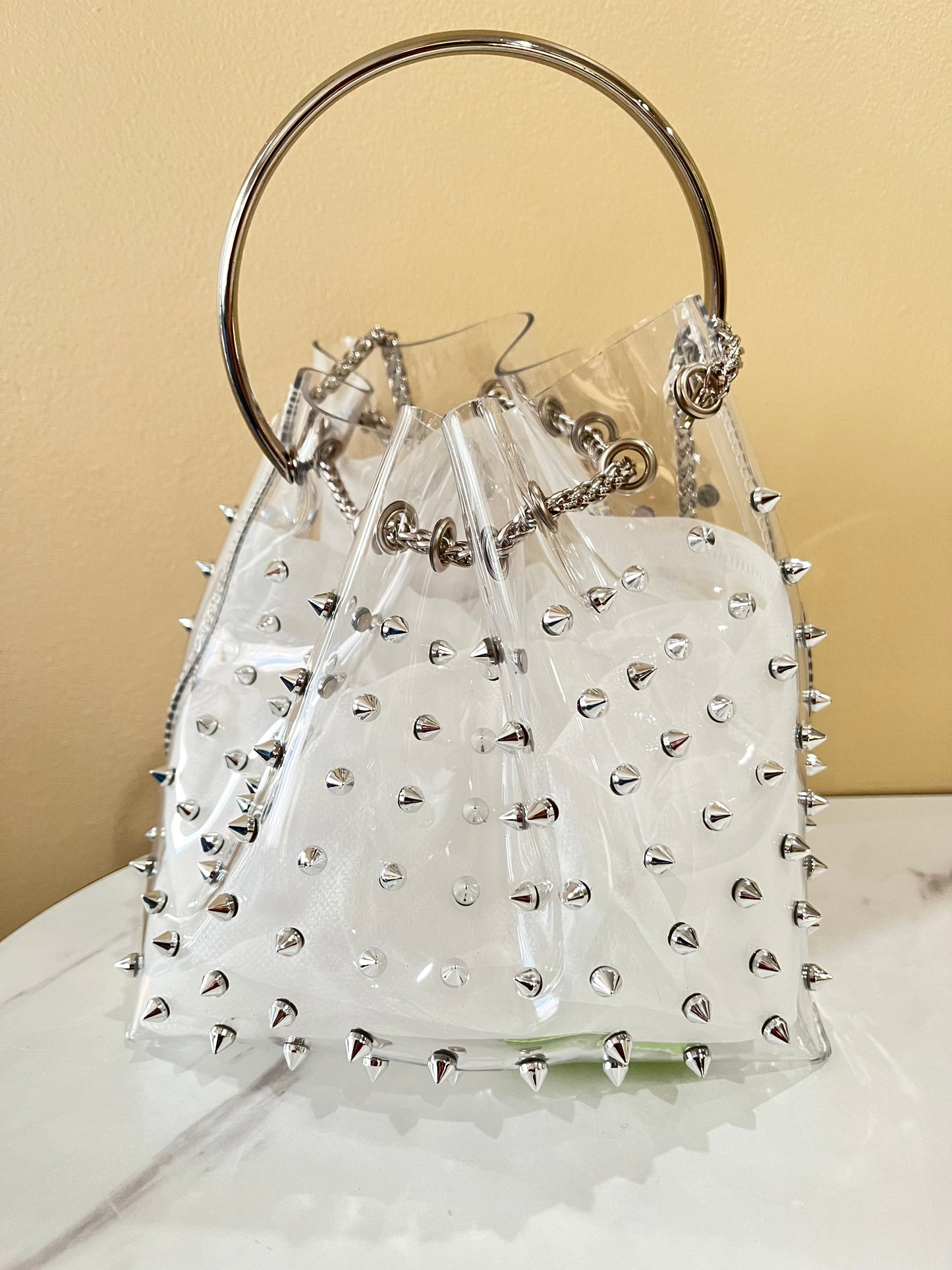Studded Bucket Bag-Silver
