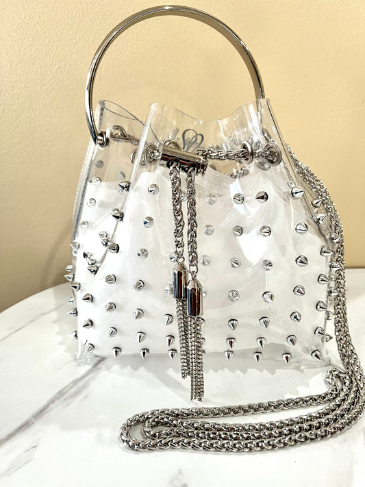 Studded Bucket Bag-Silver