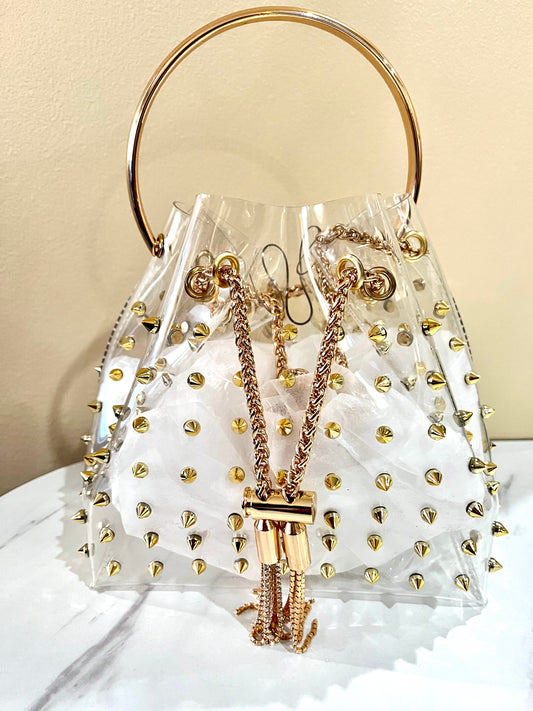 Studded Bucket Bag-Gold