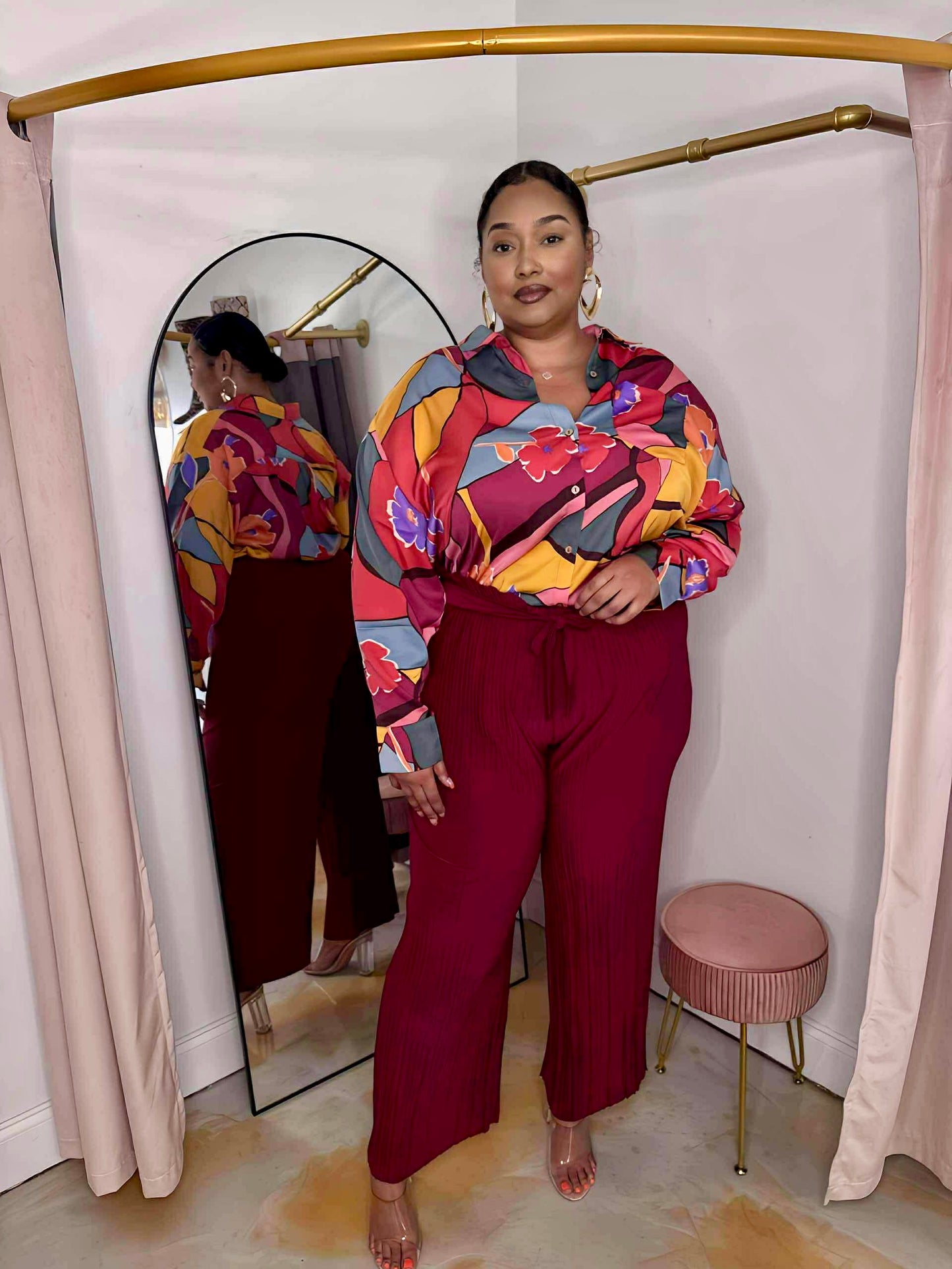 Walking in Faith Pants-Burgundy