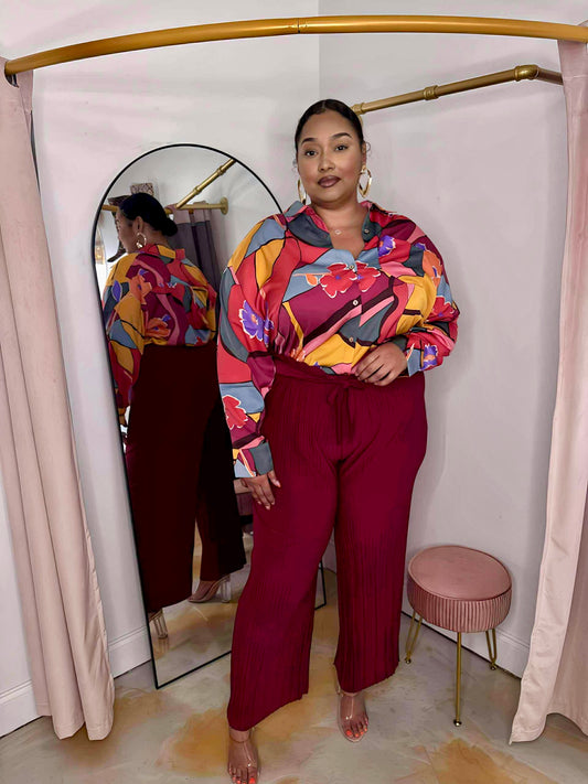 Walking in Faith Pants-Burgundy
